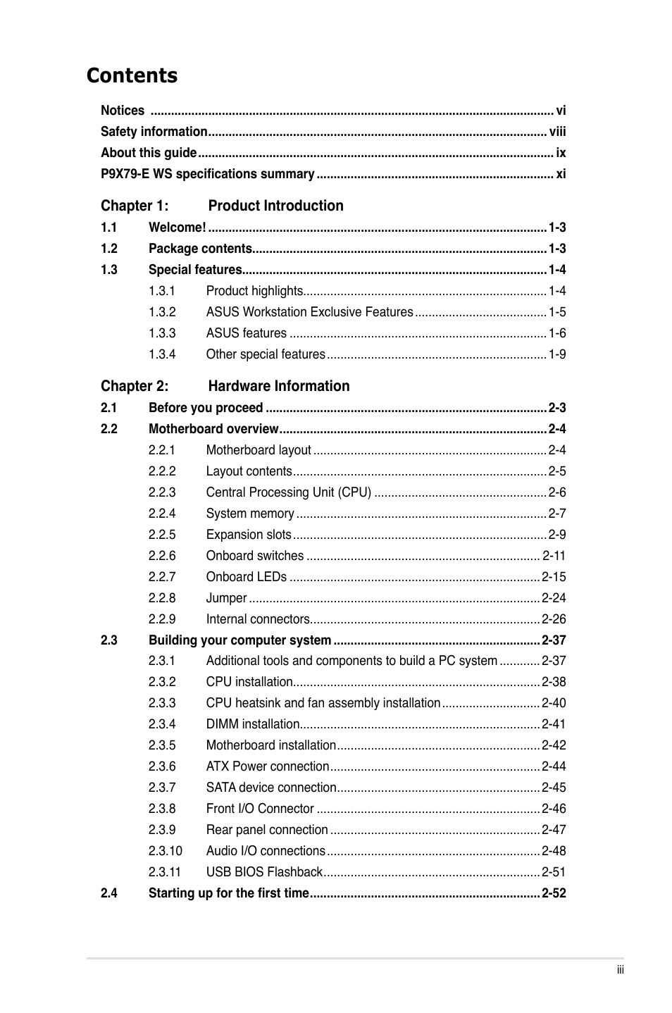 Asus P9X79-E WS User Manual | Page 3 / 180