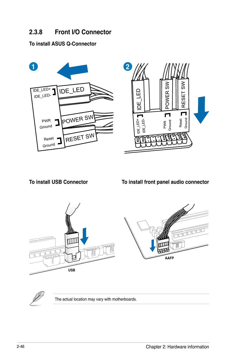 8 front i/o connector, Ide_led | Asus P9X79-E WS User Manual | Page 70 / 180