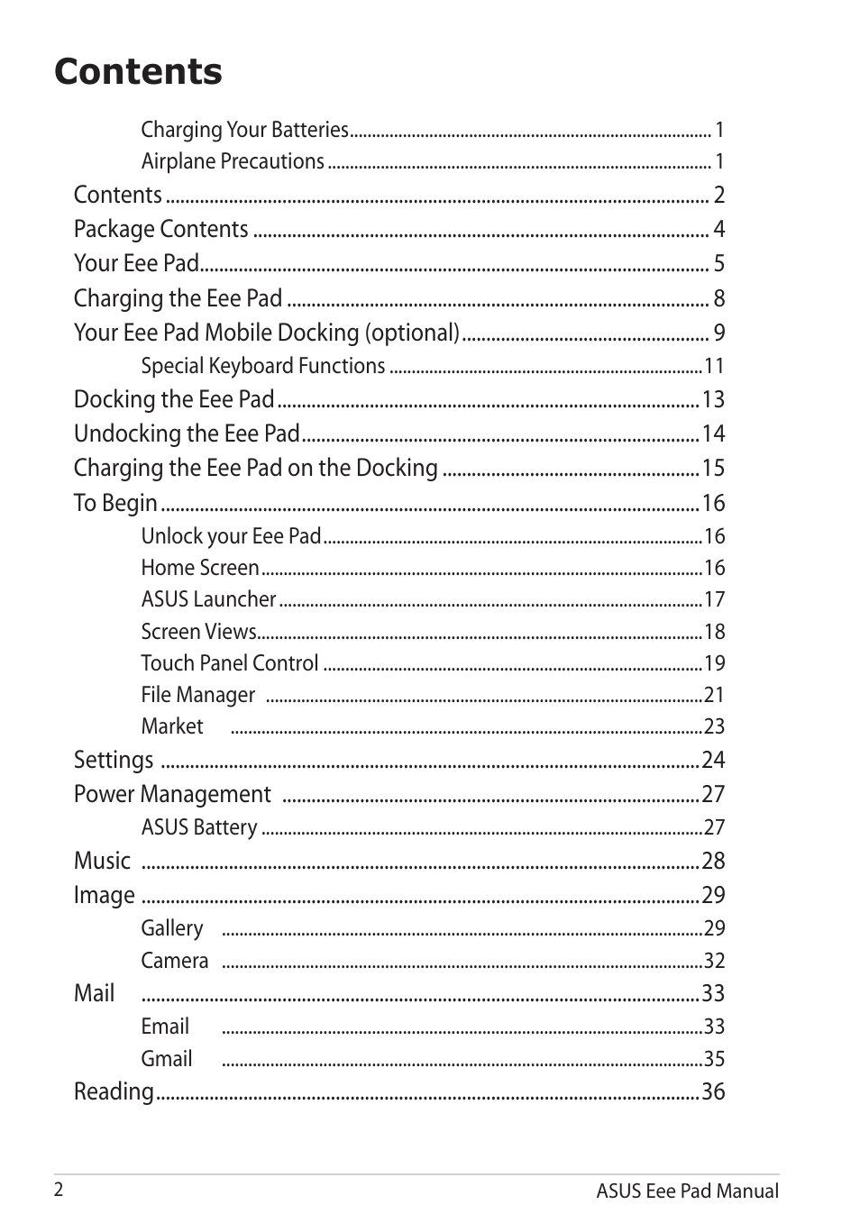 Asus Eee Pad Transformer Prime TF201 User Manual | Page 2 / 70