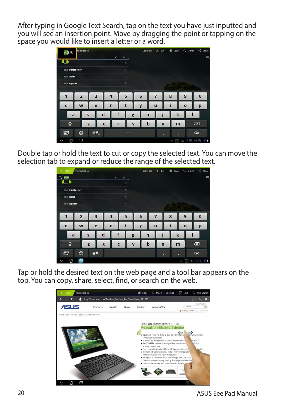 Asus Eee Pad Transformer Prime TF201 User Manual | Page 20 / 70