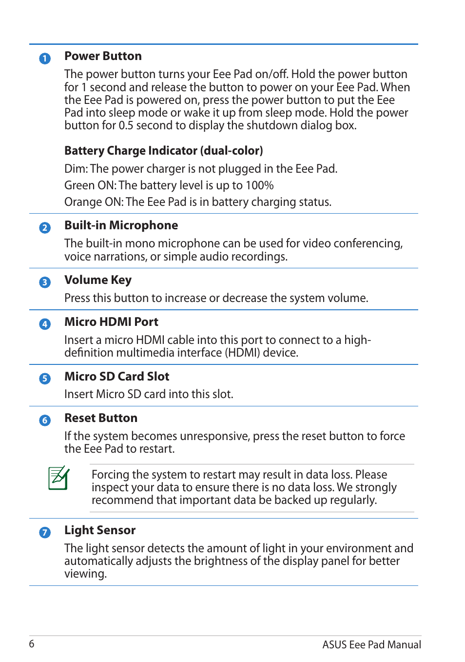 Asus Eee Pad Transformer Prime TF201 User Manual | Page 6 / 70