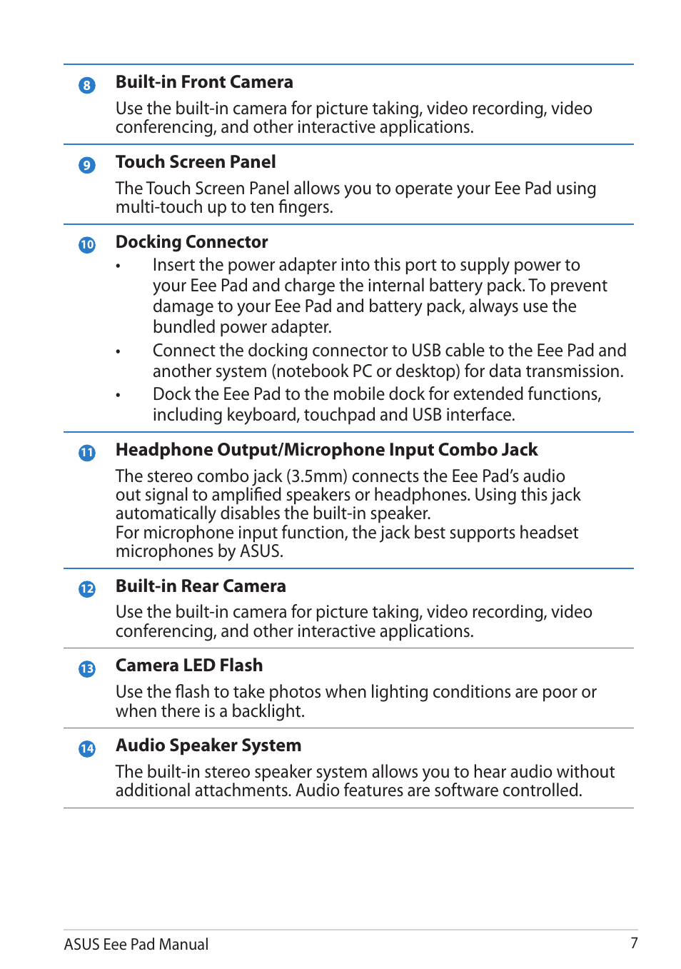 Asus Eee Pad Transformer Prime TF201 User Manual | Page 7 / 70