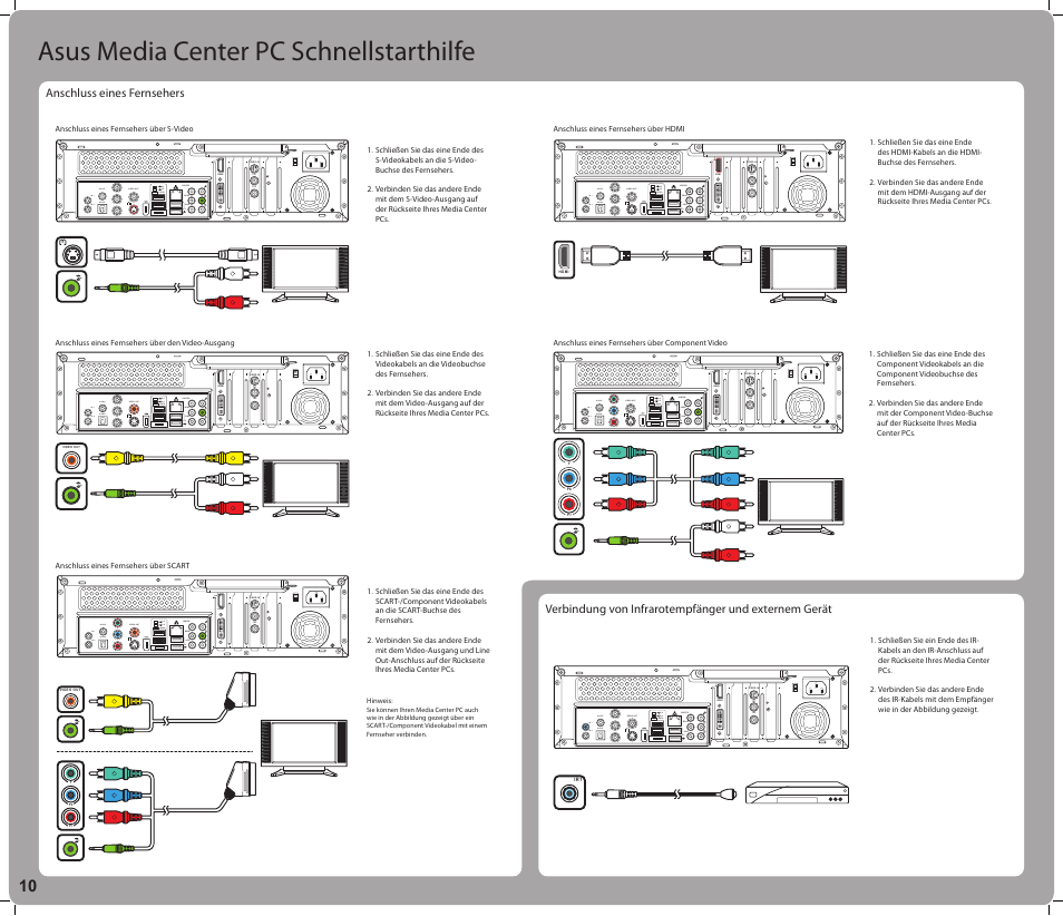 Asus media center pc schnellstarthilfe | Asus Asteio D22 User Manual | Page 10 / 24