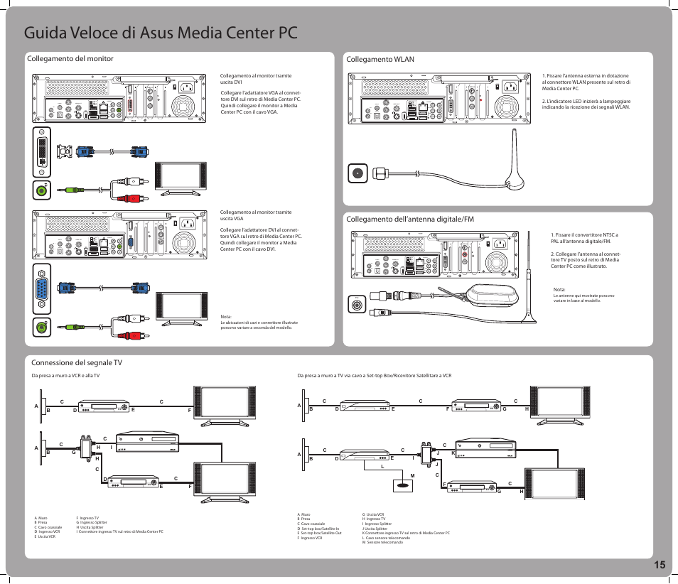 Guida veloce di asus media center pc | Asus Asteio D22 User Manual | Page 15 / 24