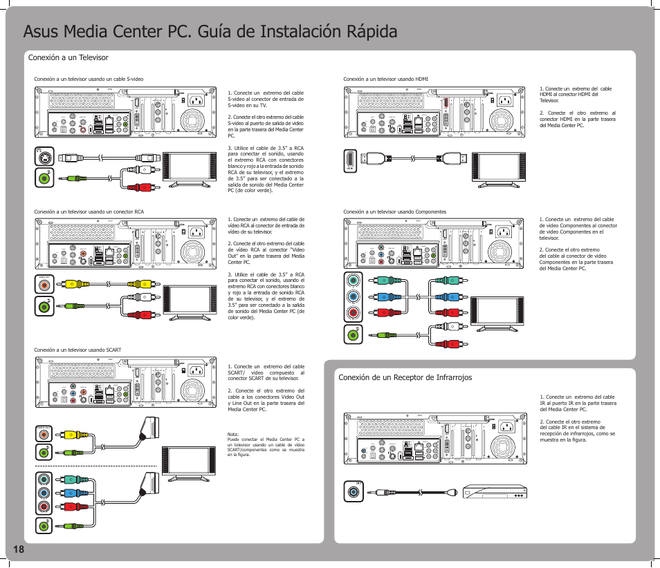 Asus media center pc. guía de instalación rápida | Asus Asteio D22 User Manual | Page 18 / 24