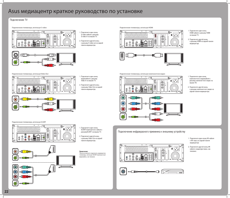 Asus медиацентр краткое руководство по установке | Asus Asteio D22 User Manual | Page 22 / 24