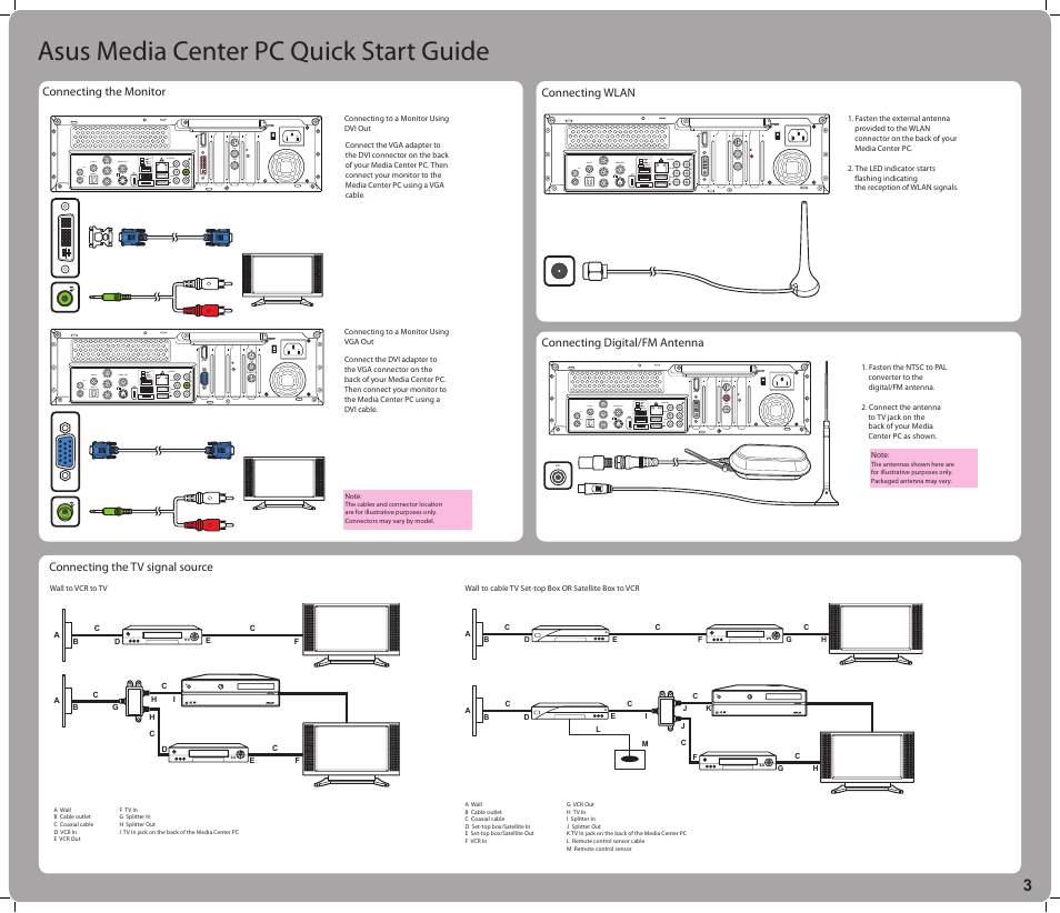 Asus media center pc quick start guide | Asus Asteio D22 User Manual | Page 3 / 24