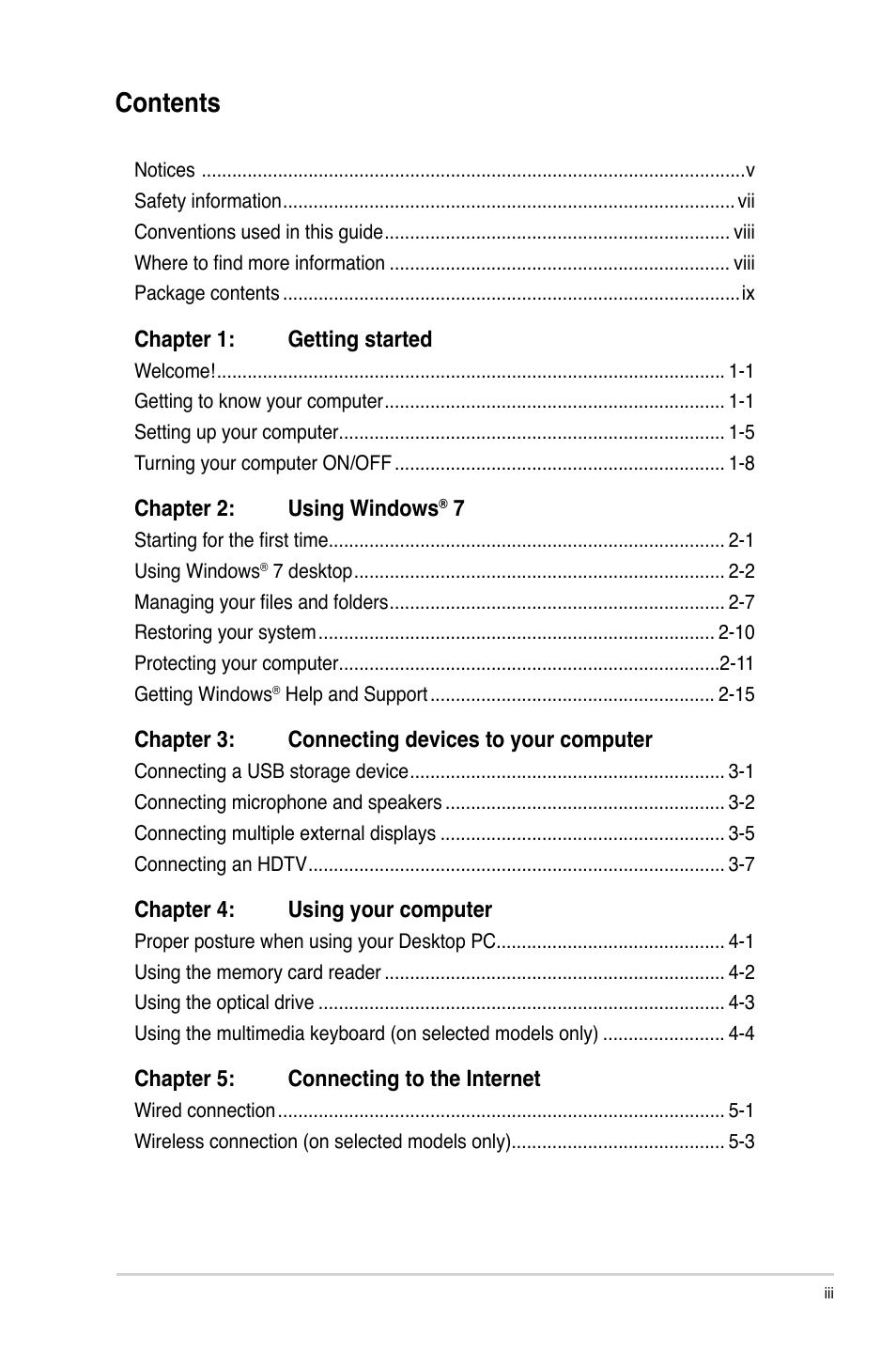 Asus CG1330 User Manual | Page 3 / 71