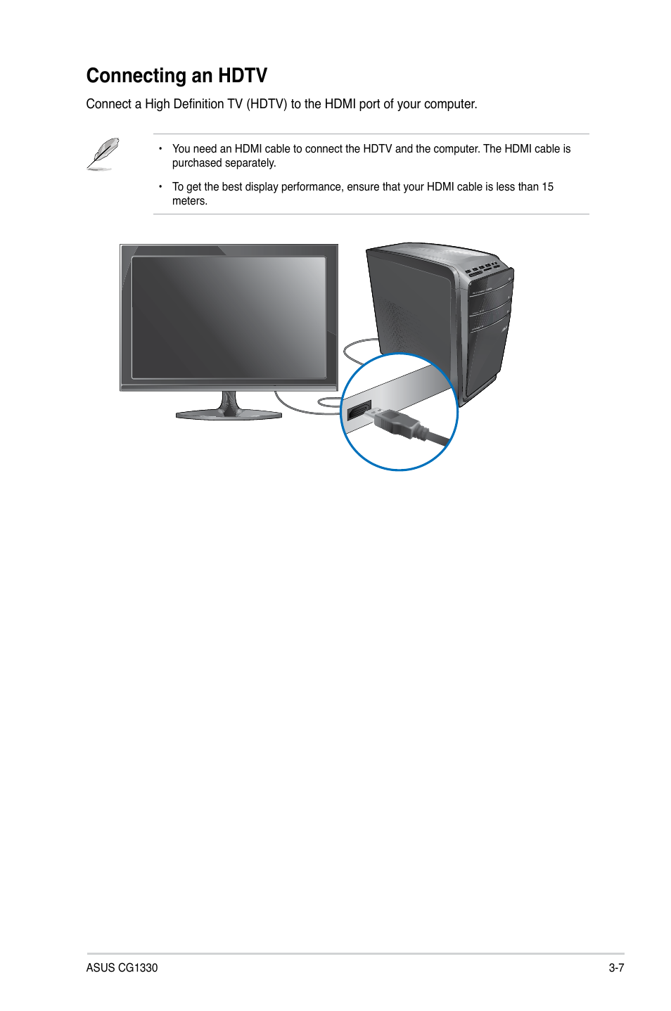 Connecting an hdtv | Asus CG1330 User Manual | Page 39 / 71