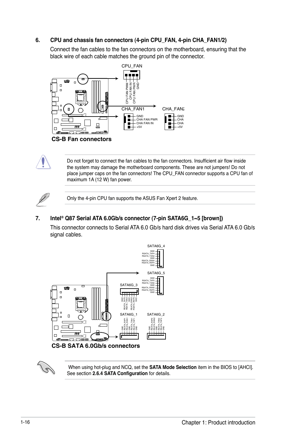 Intel, Cs-b fan connectors, Cs-b sata 6.0gb/s connectors | Asus CS-B User Manual | Page 24 / 77