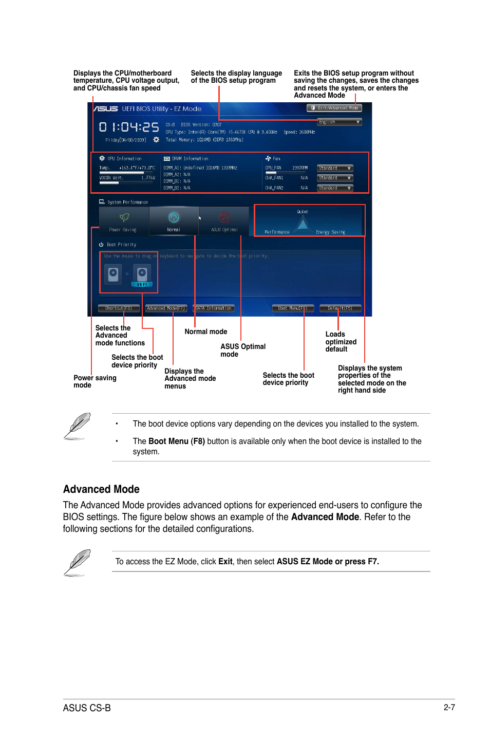 Advanced mode, Asus cs-b | Asus CS-B User Manual | Page 37 / 77