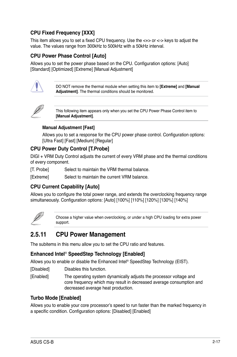 11 cpu power management | Asus CS-B User Manual | Page 47 / 77