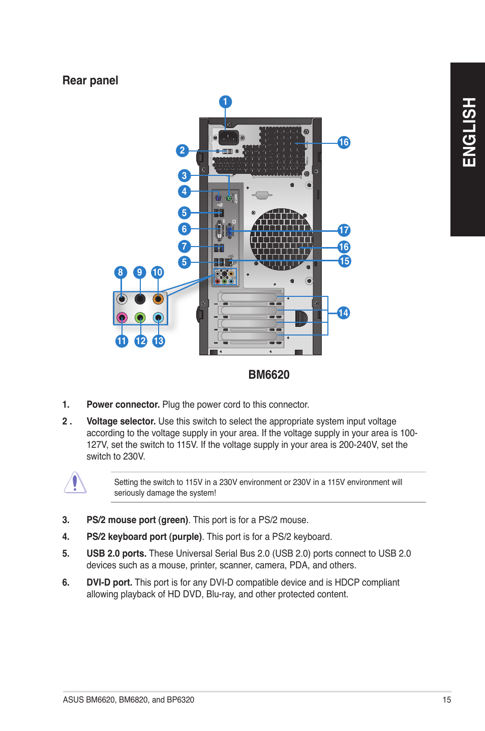 En gl is h en gl is h | Asus BM6620 User Manual | Page 15 / 70