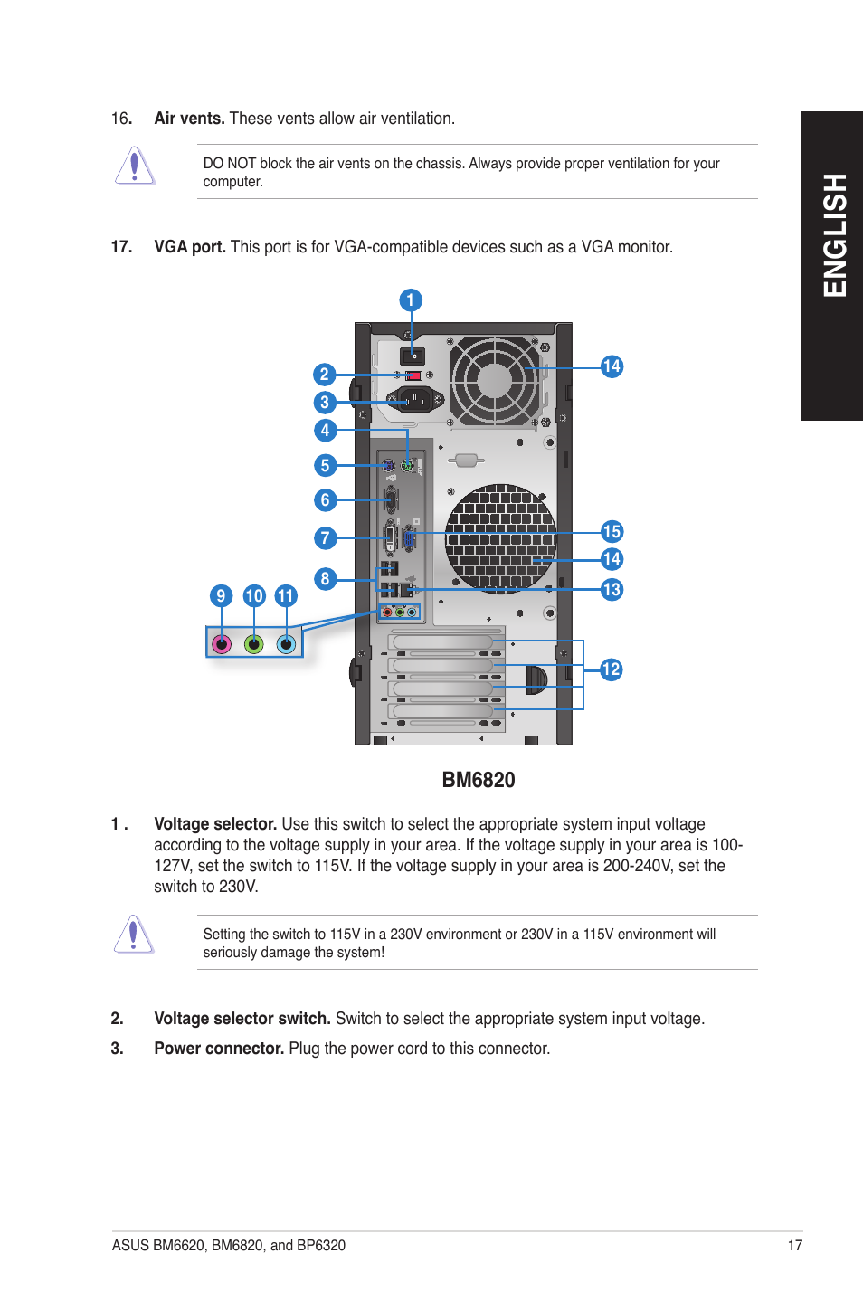 En gl is h en gl is h | Asus BM6620 User Manual | Page 17 / 70