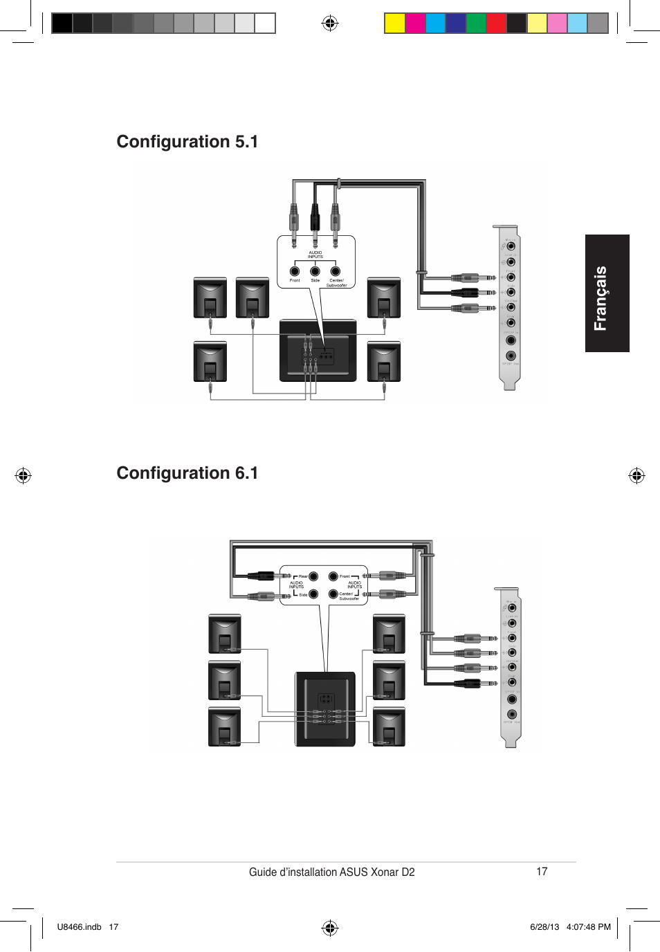 Configuration 5.1 configuration 6.1, Français | Asus Xonar D2/PM User Manual | Page 18 / 82