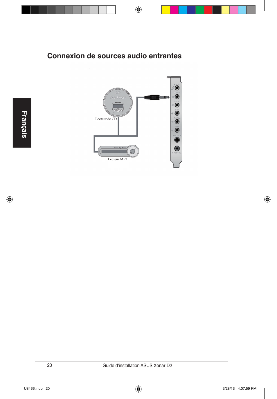 Connexion de sources audio entrantes, Français | Asus Xonar D2/PM User Manual | Page 21 / 82