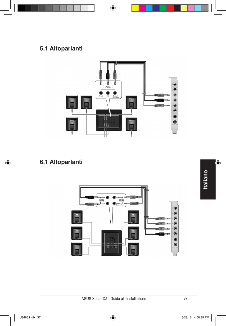 1 altoparlanti 6.1 altoparlanti, Italiano | Asus Xonar D2/PM User Manual | Page 38 / 82