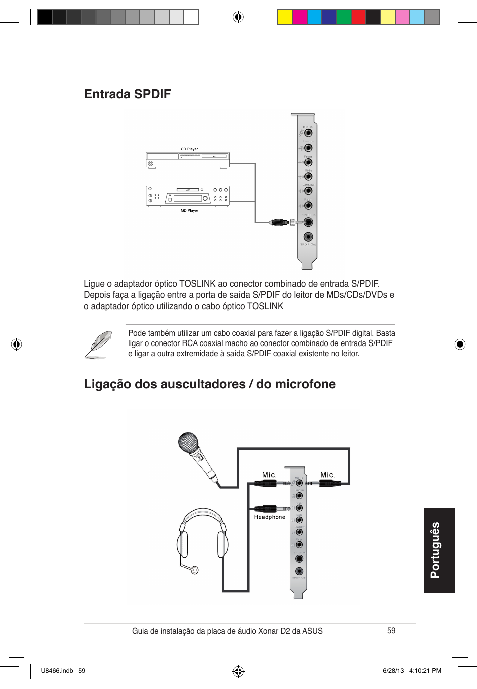 Português | Asus Xonar D2/PM User Manual | Page 60 / 82