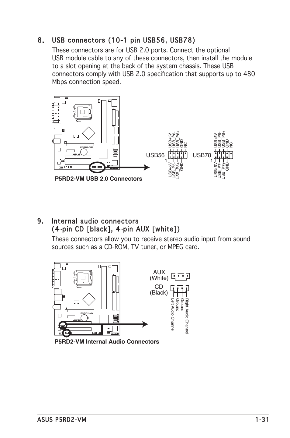 Usb78 | Asus P5RD2-VM User Manual | Page 43 / 90
