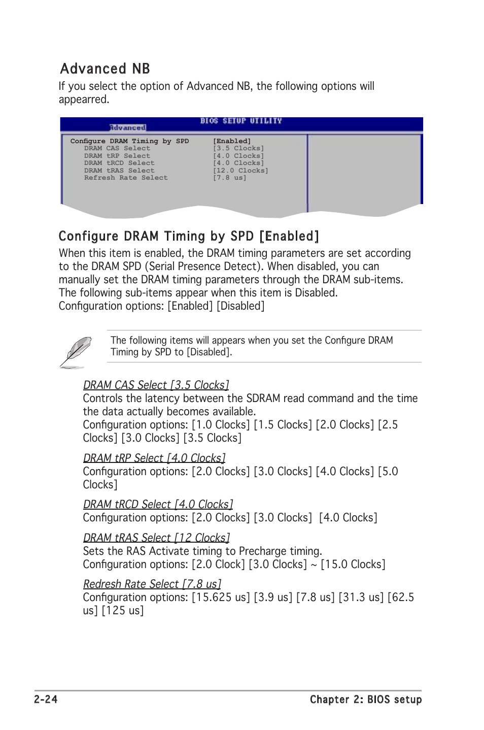 Advanced nb, Configure dram timing by spd [enabled | Asus P5RD2-VM User Manual | Page 70 / 90