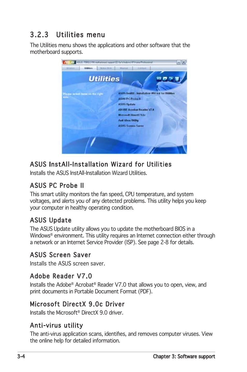 3 utilities menu | Asus P5RD2-VM User Manual | Page 88 / 90