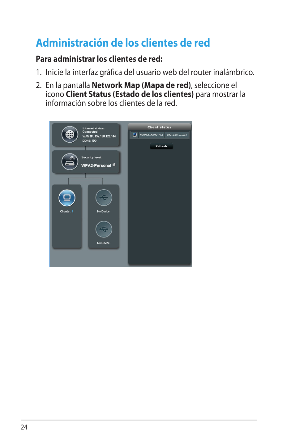 Administración de los clientes de red | Asus RT-AC56R User Manual | Page 24 / 70