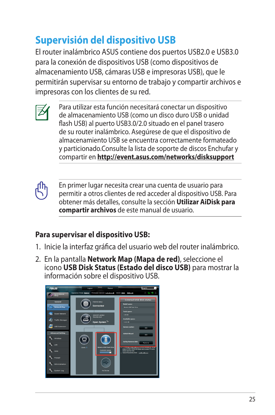 Supervisión del dispositivo usb | Asus RT-AC56R User Manual | Page 25 / 70