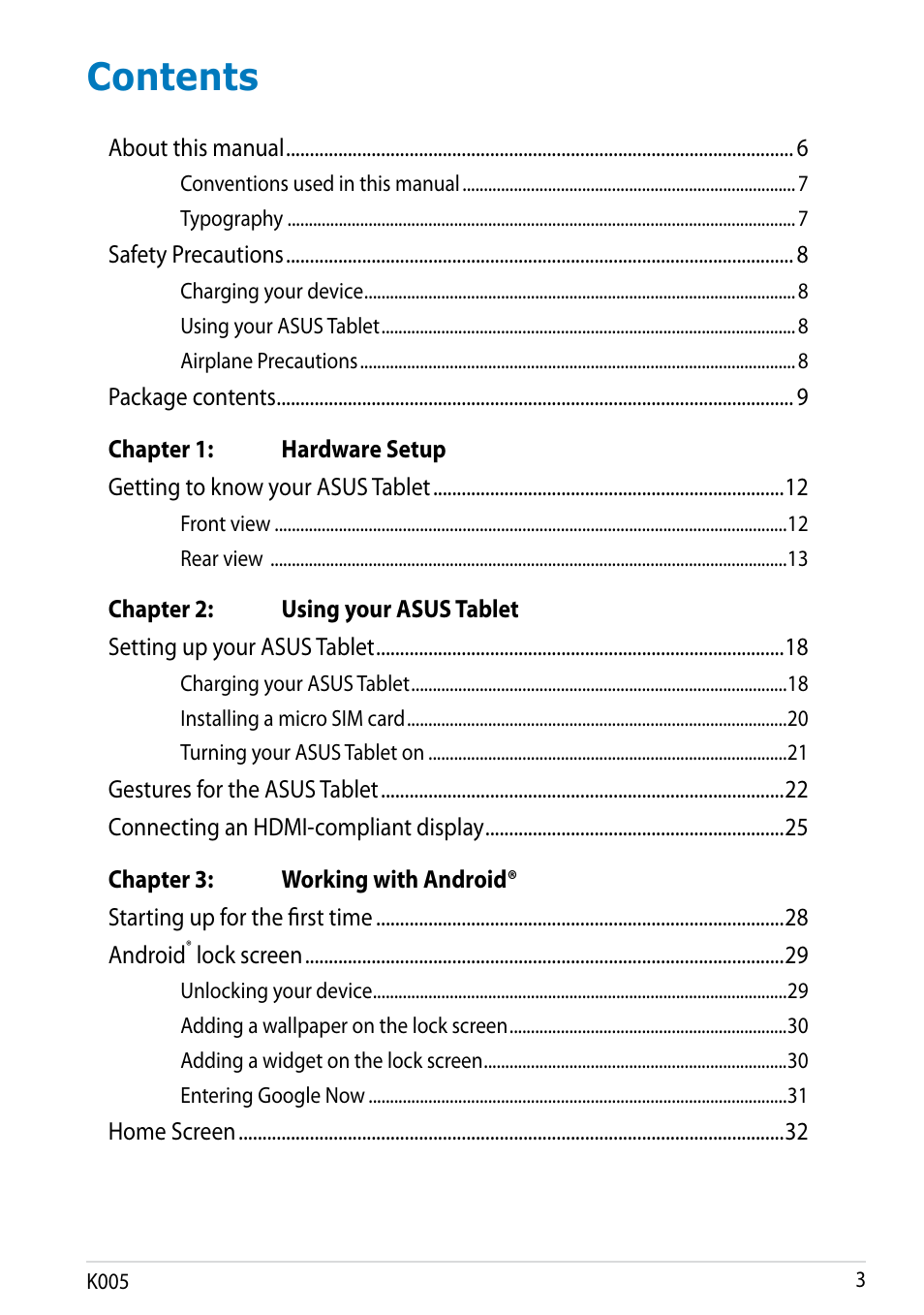 Asus MeMO Pad FHD 10 LTE User Manual | Page 3 / 98