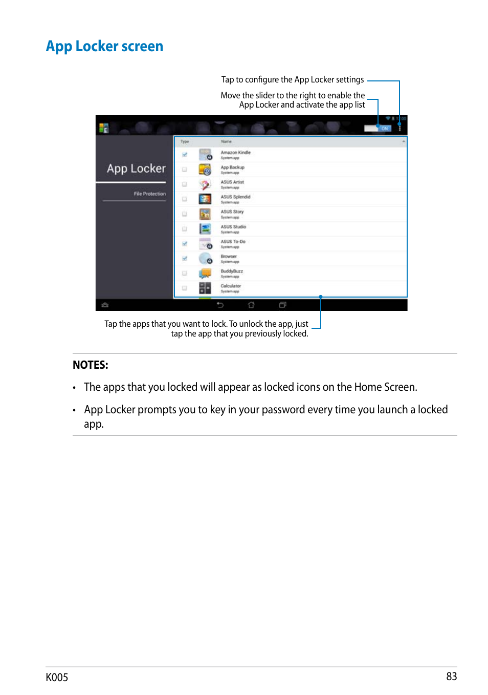App locker screen | Asus MeMO Pad FHD 10 LTE User Manual | Page 83 / 98