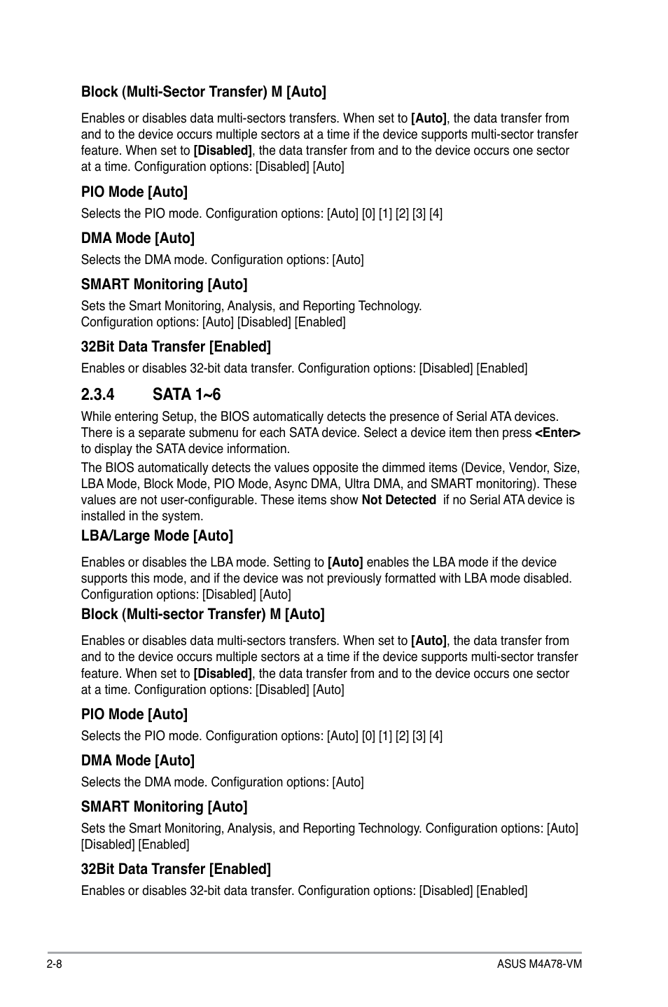 4 sata 1~6, Sata 1~6 -8 | Asus M4A78-VM User Manual | Page 50 / 64