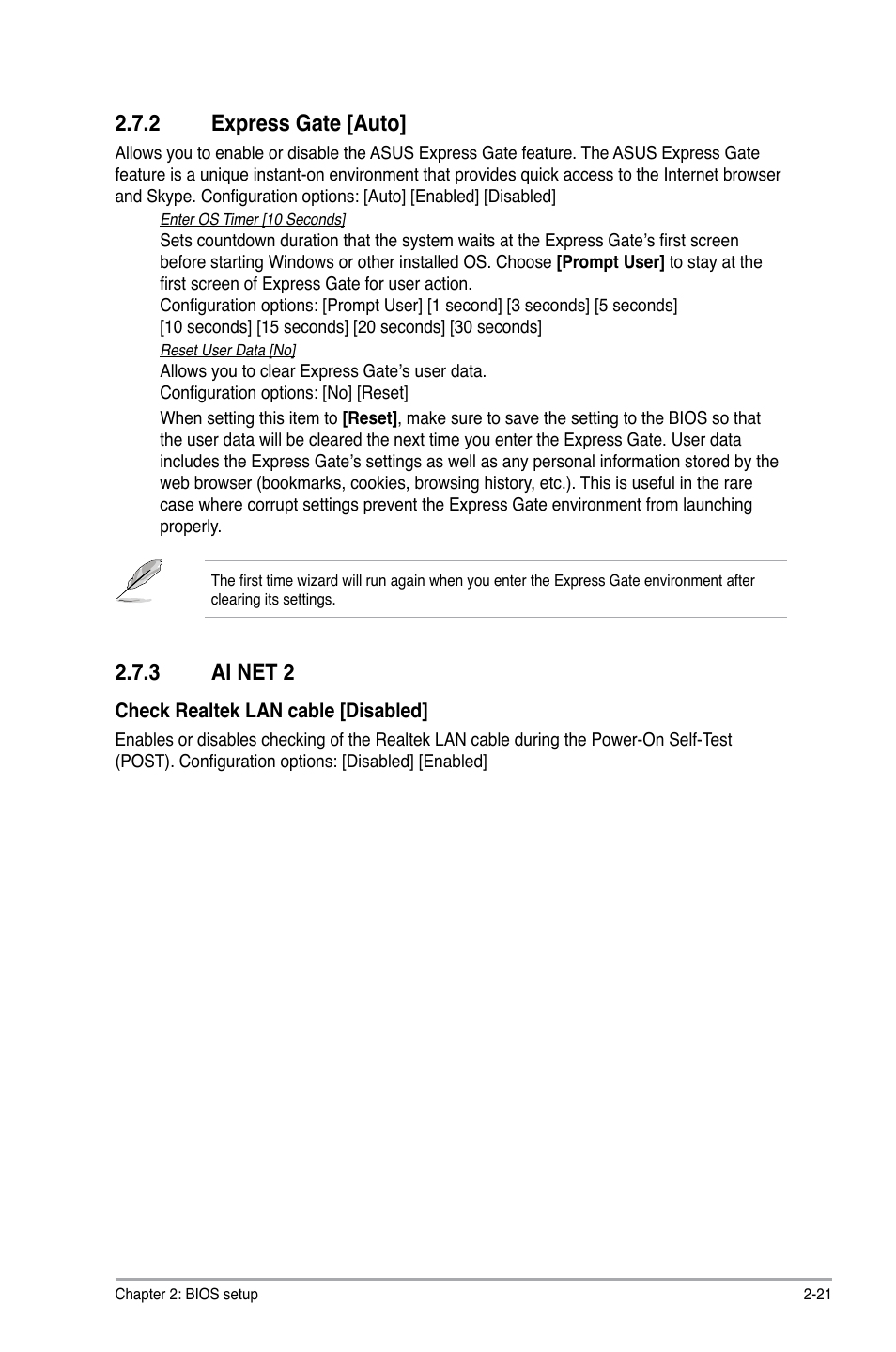 2 express gate [auto, 3 ai net 2, Express gate -21 | Ai net 2 -21 | Asus M4A78-VM User Manual | Page 63 / 64