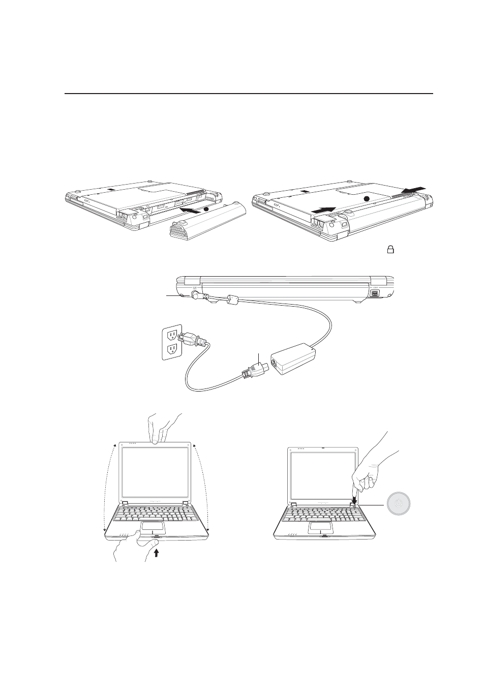 Install the battery pack | Asus M5NP User Manual | Page 14 / 76