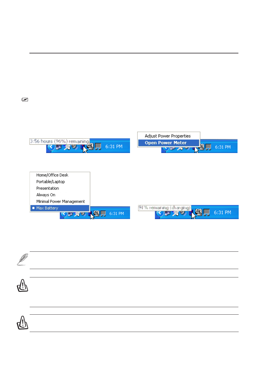 Using battery power | Asus M5NP User Manual | Page 55 / 76