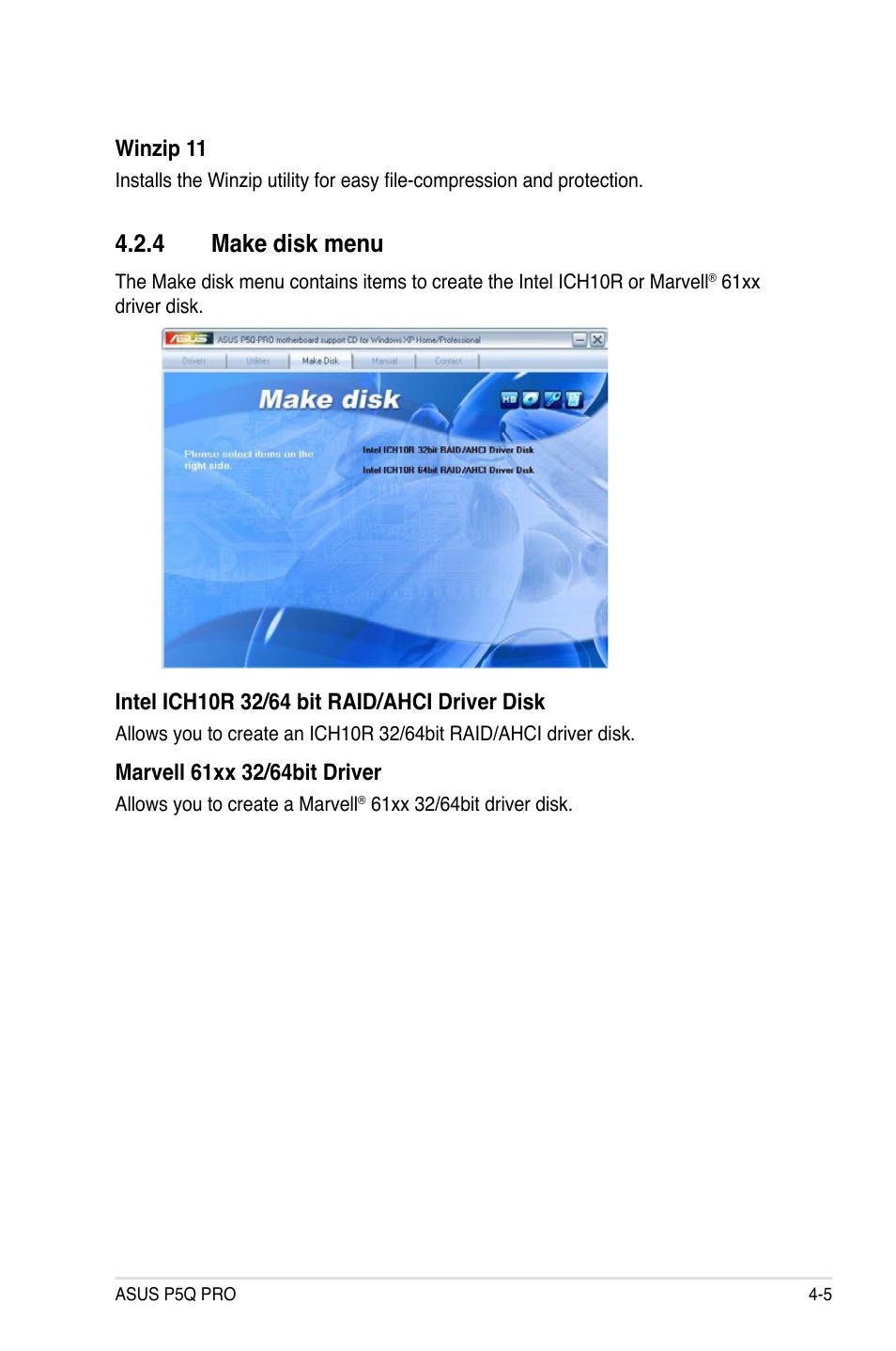 4 make disk menu | Asus P5Q PRO User Manual | Page 117 / 180