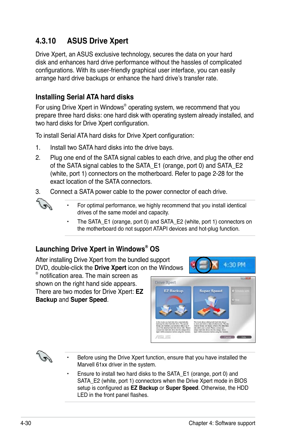 10 asus drive xpert, Installing serial ata hard disks, Launching drive xpert in windows | Asus P5Q PRO User Manual | Page 142 / 180