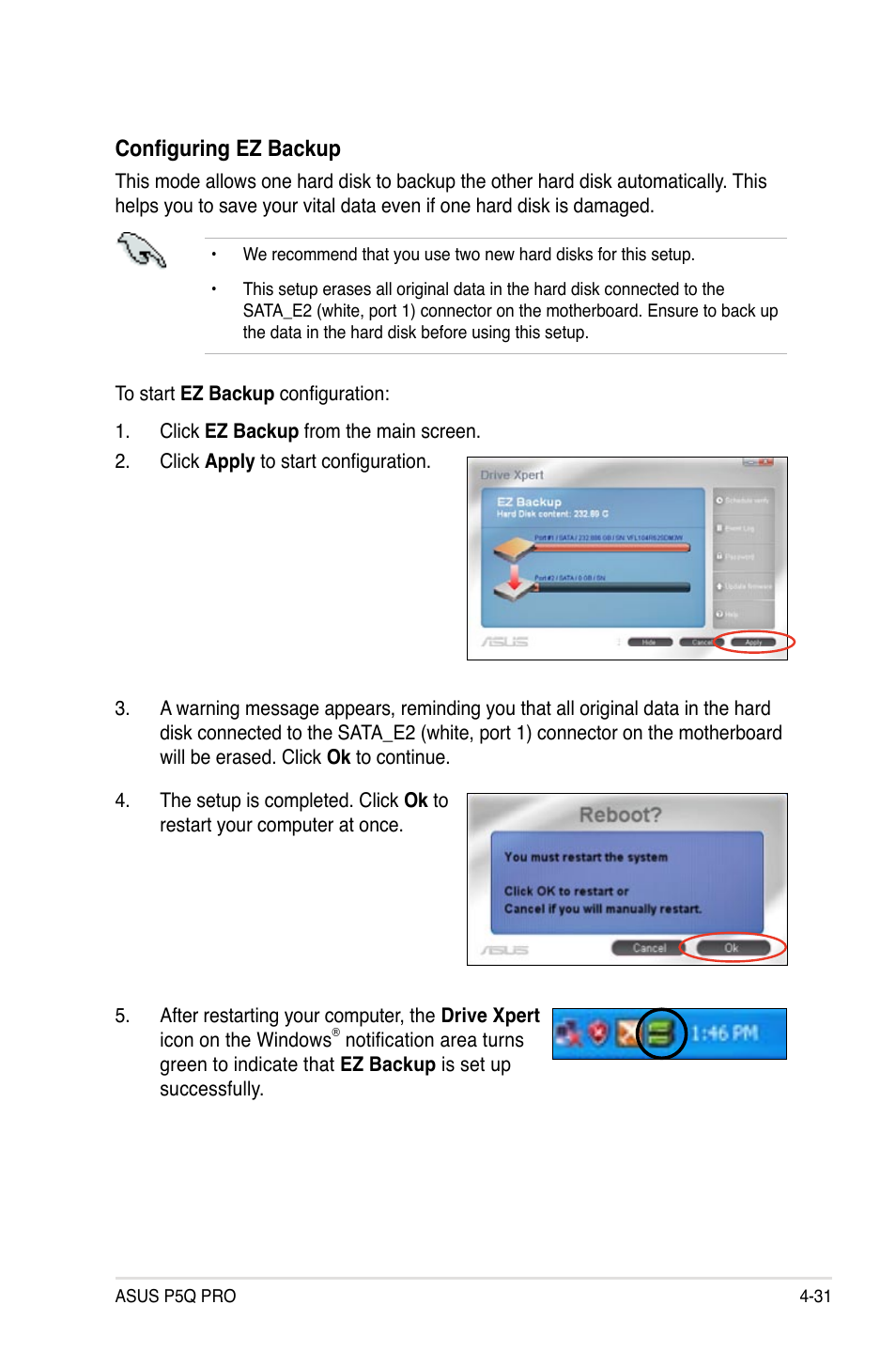 Configuring ez backup | Asus P5Q PRO User Manual | Page 143 / 180