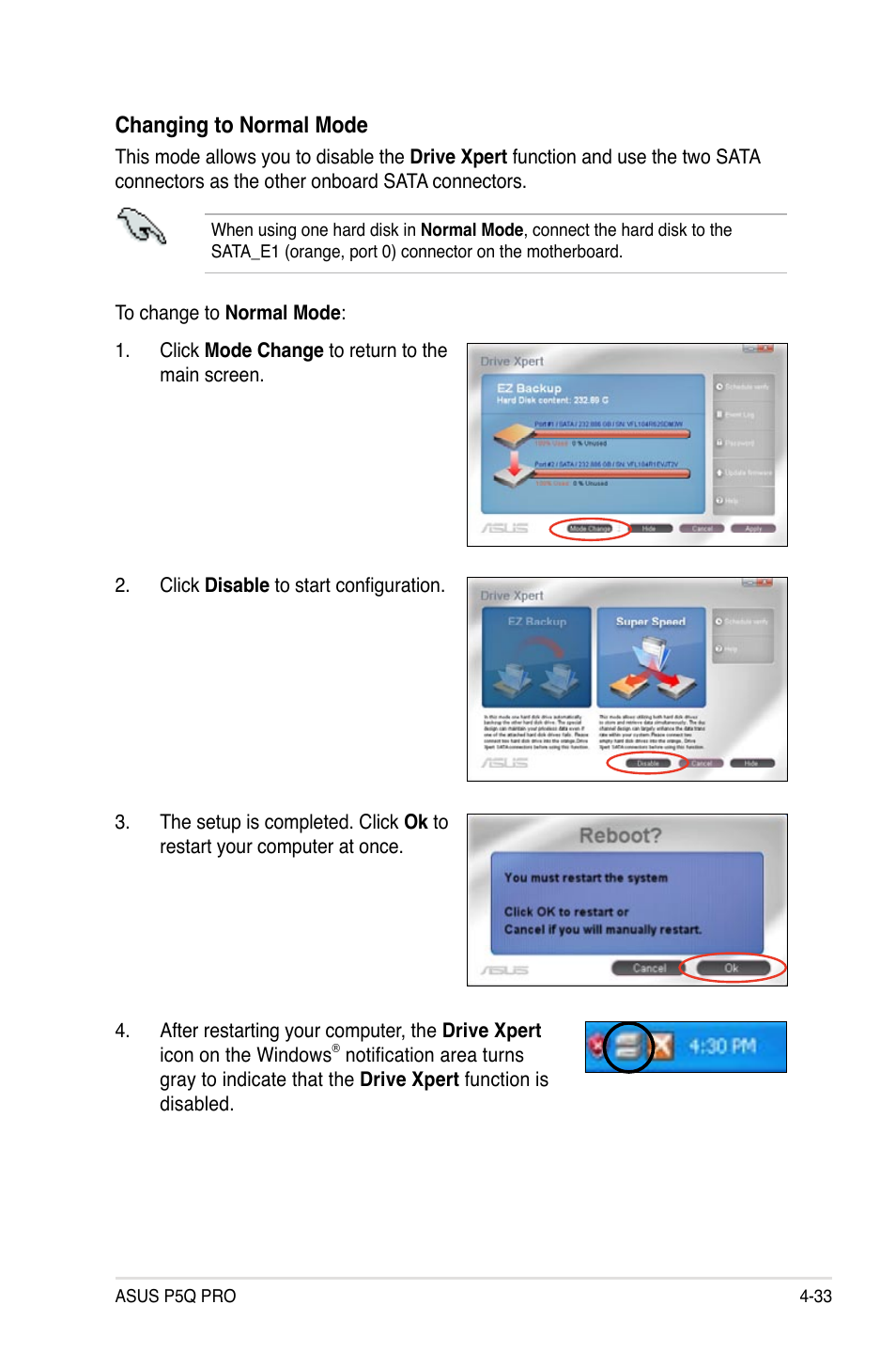 Changing to normal mode | Asus P5Q PRO User Manual | Page 145 / 180