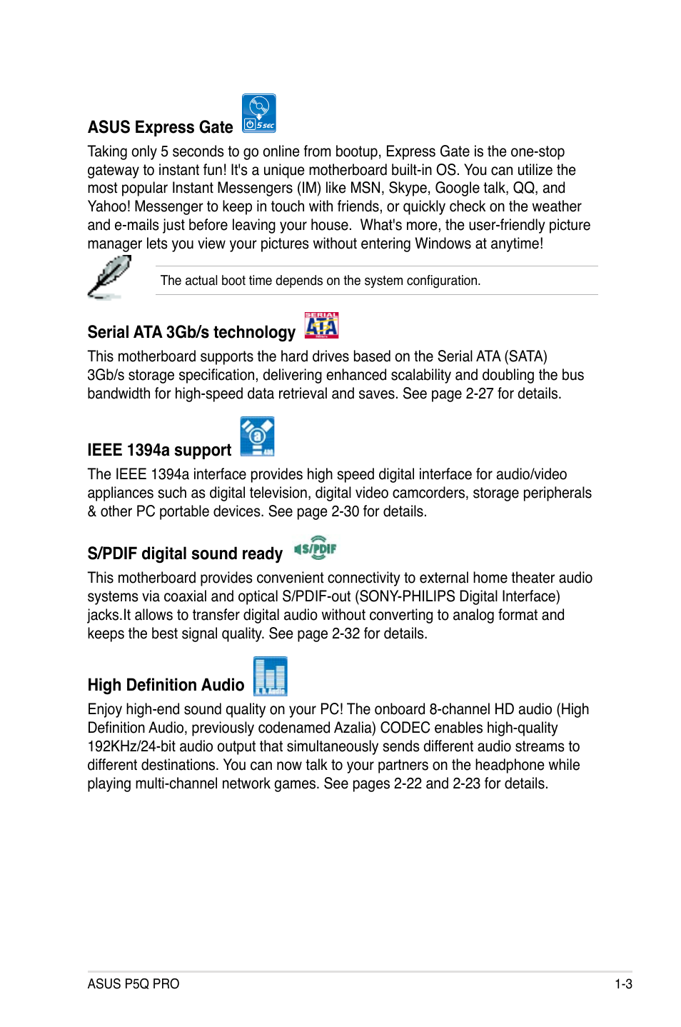 Asus P5Q PRO User Manual | Page 19 / 180