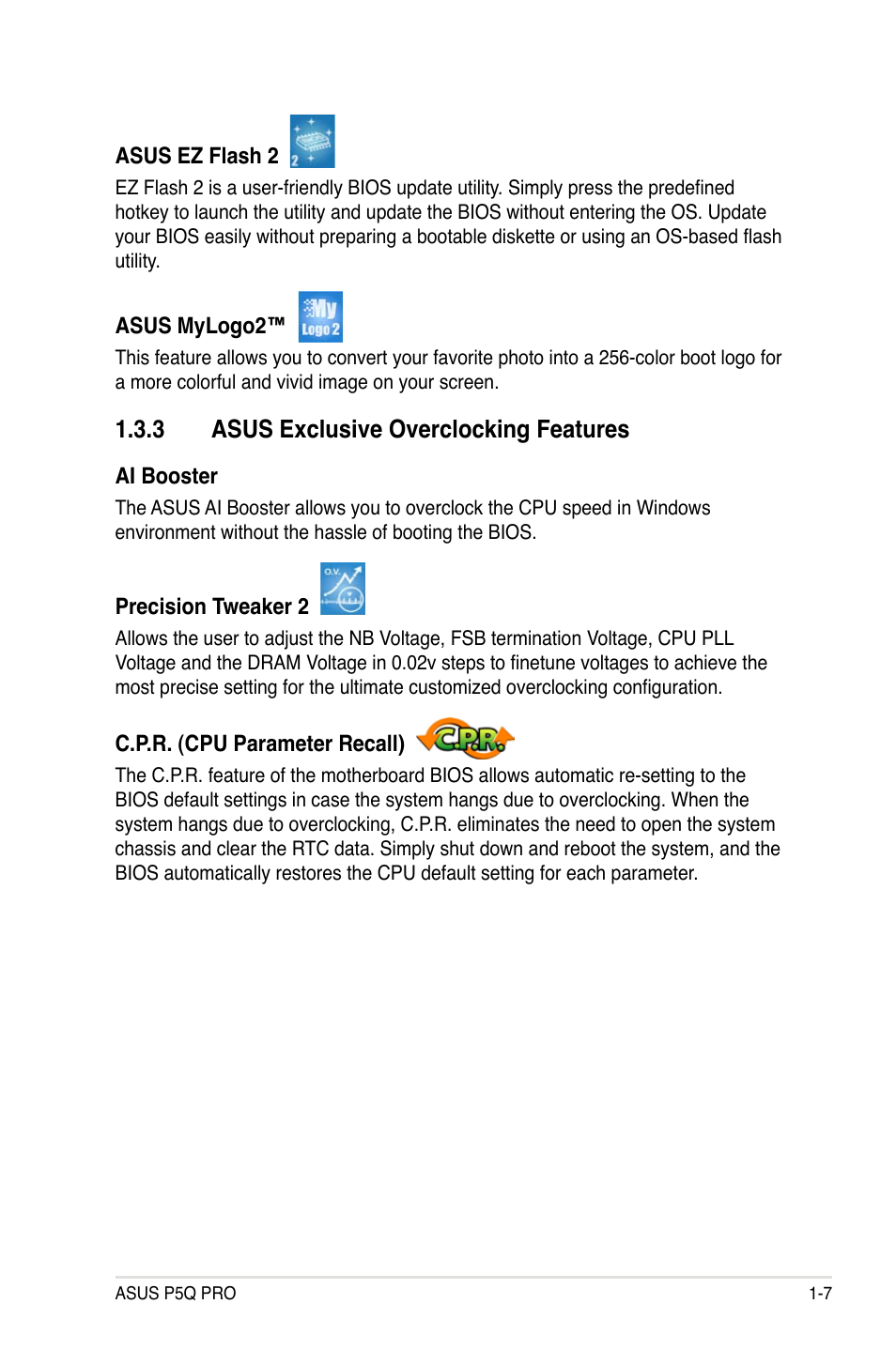 3 asus exclusive overclocking features | Asus P5Q PRO User Manual | Page 23 / 180