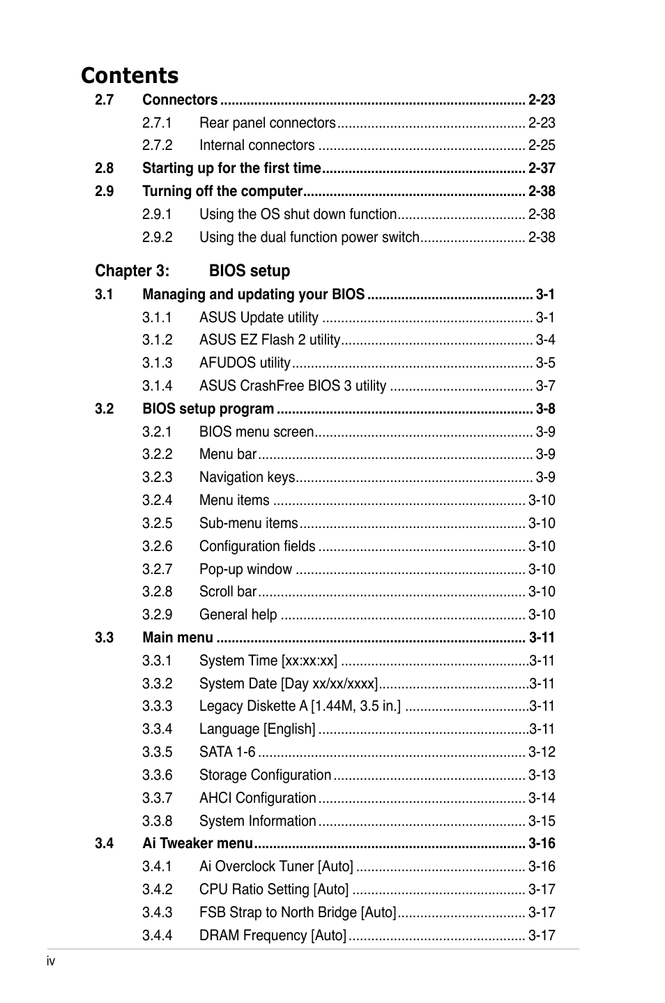 Asus P5Q PRO User Manual | Page 4 / 180