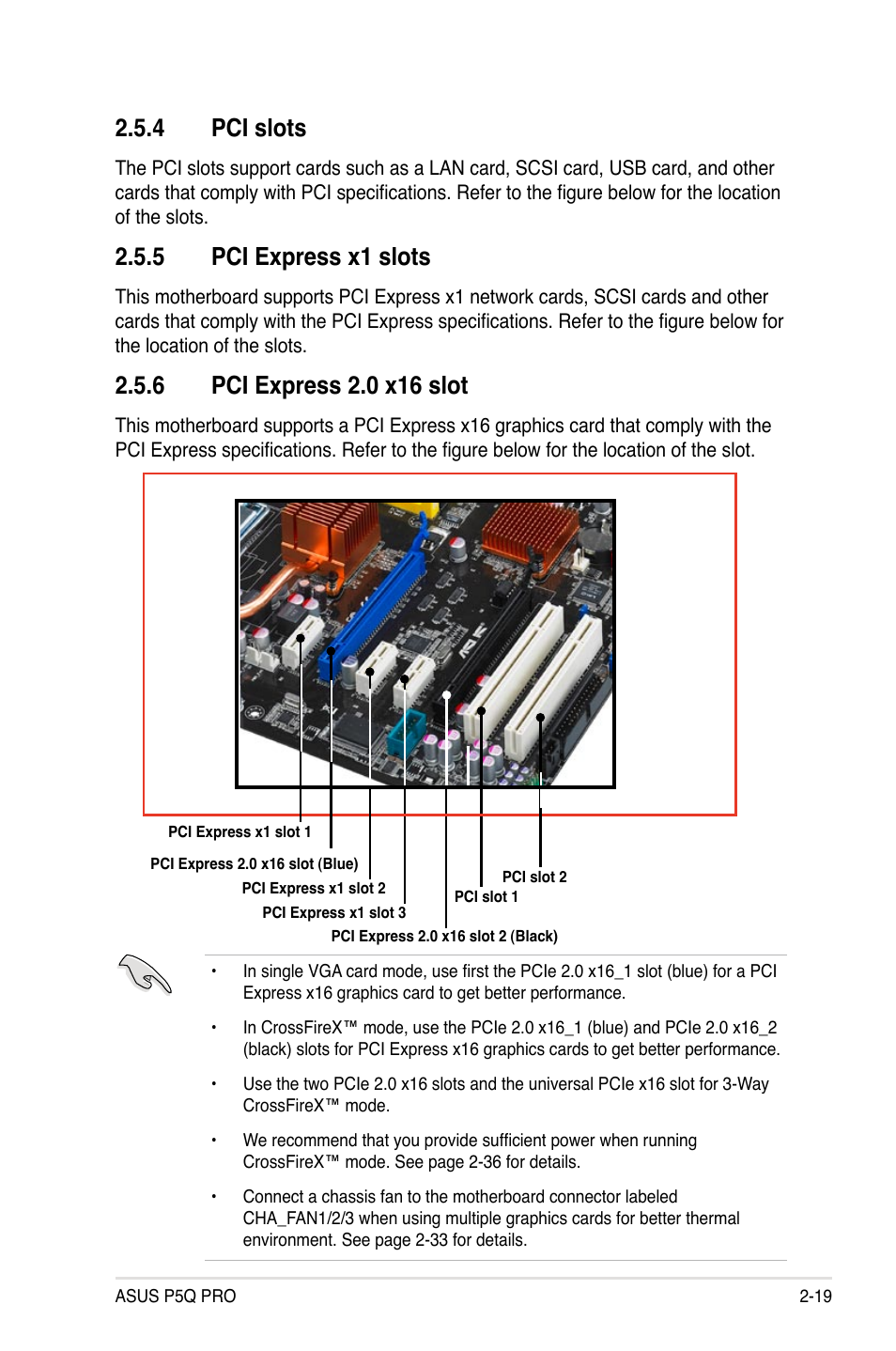 4 pci slots, 5 pci express x1 slots | Asus P5Q PRO User Manual | Page 45 / 180