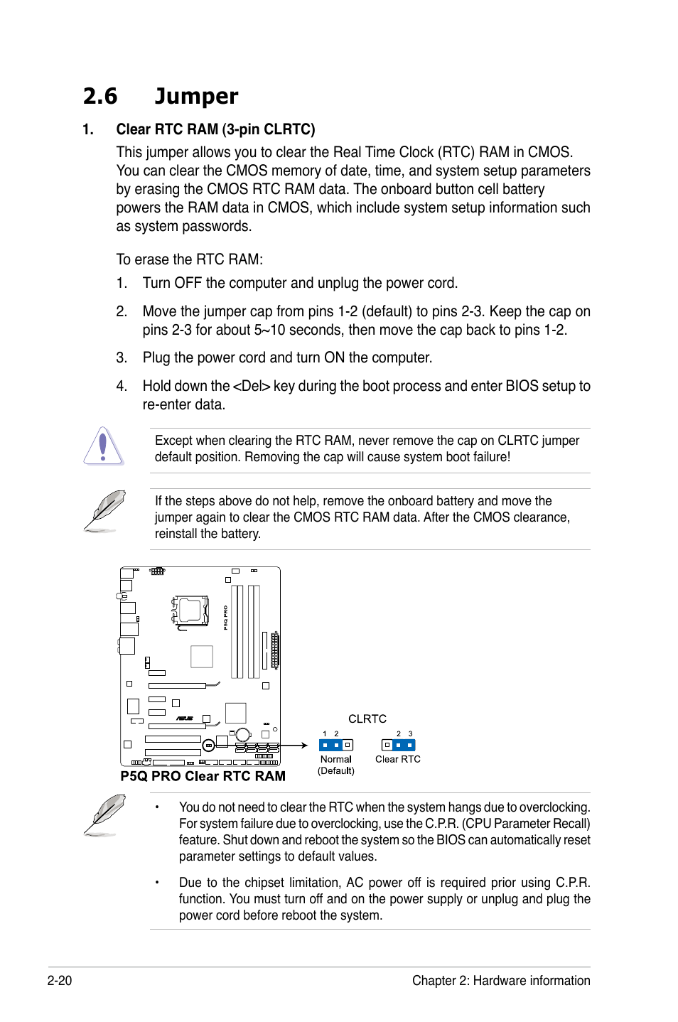 6 jumper | Asus P5Q PRO User Manual | Page 46 / 180