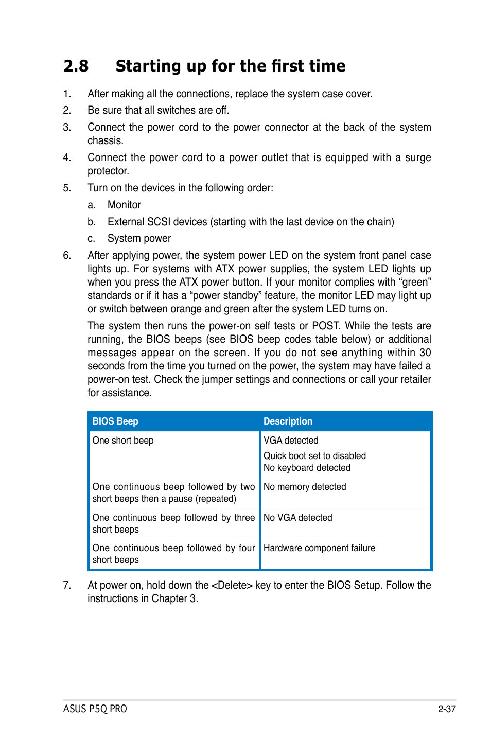 8 starting up for the first time | Asus P5Q PRO User Manual | Page 63 / 180