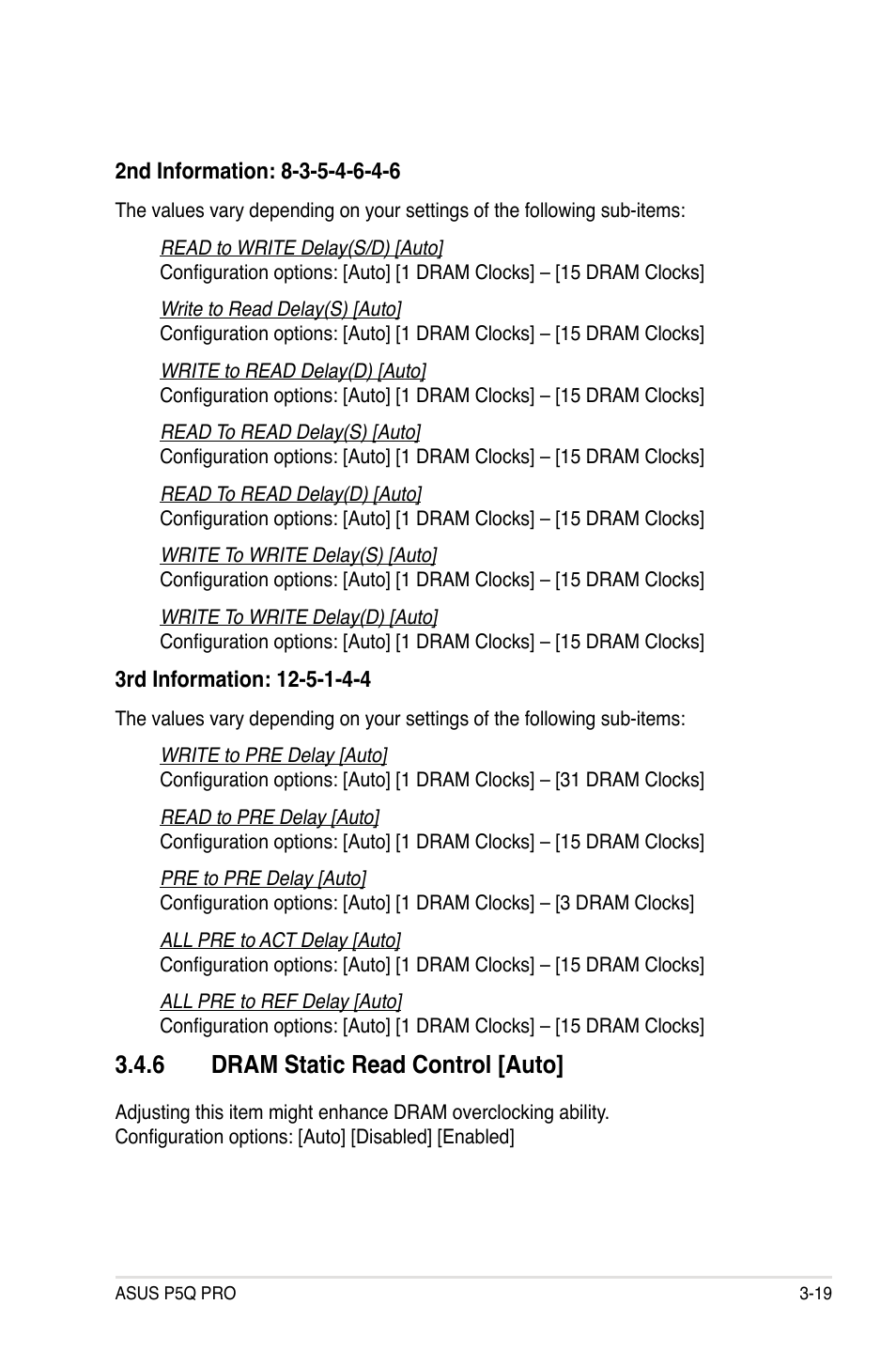 6 dram static read control [auto | Asus P5Q PRO User Manual | Page 85 / 180