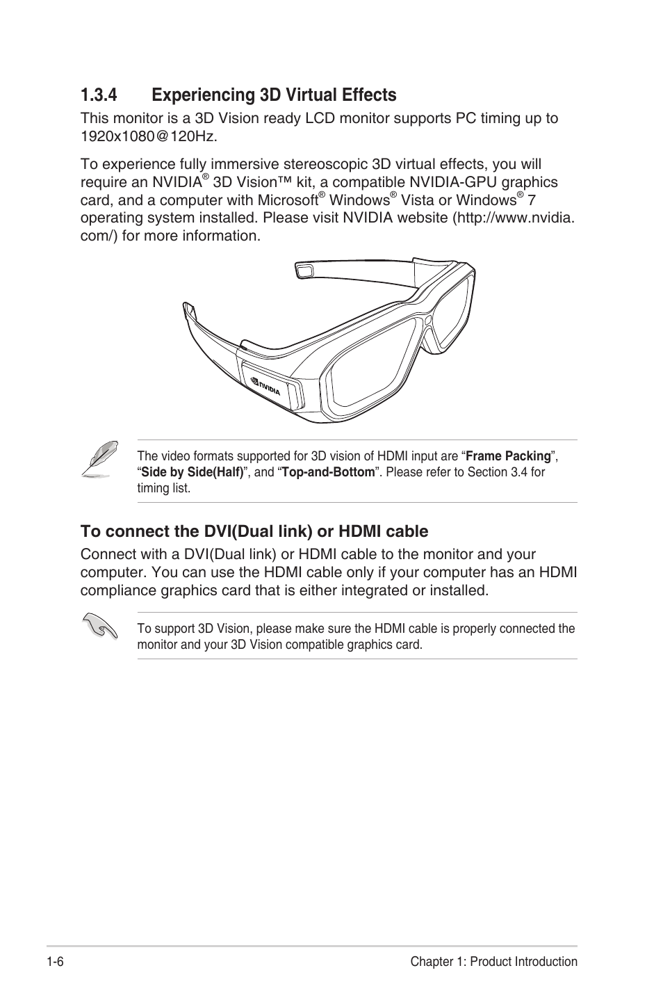 4 experiencing 3d virtual effects, Experiencing 3d virtual effects -6 | Asus VG278HR User Manual | Page 12 / 27