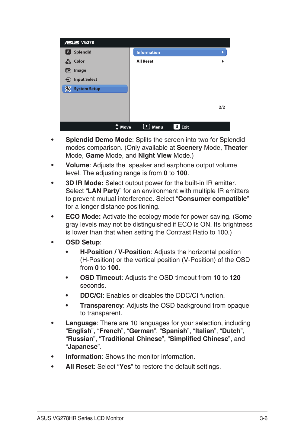 Asus VG278HR User Manual | Page 22 / 27