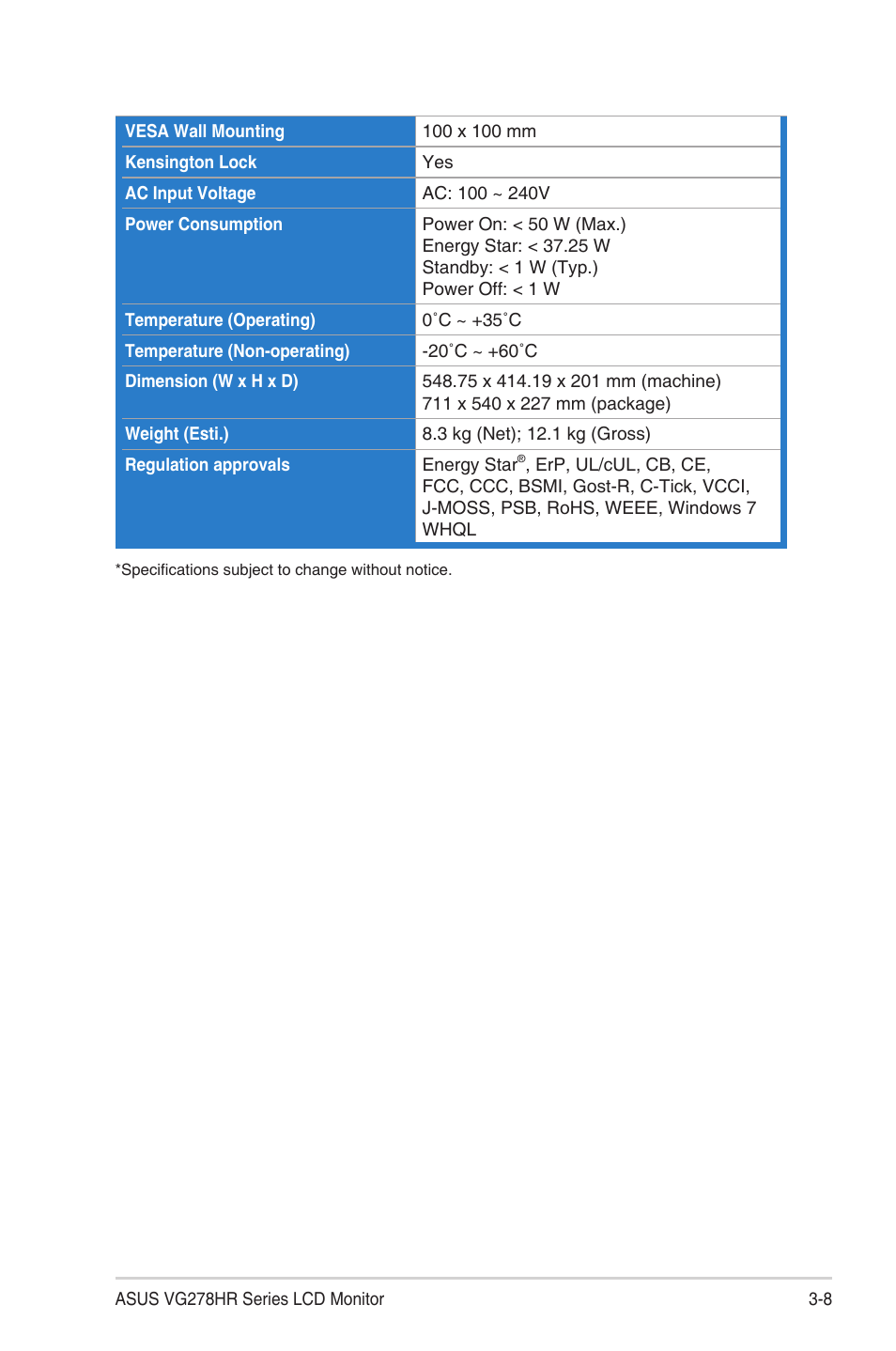 Asus VG278HR User Manual | Page 24 / 27