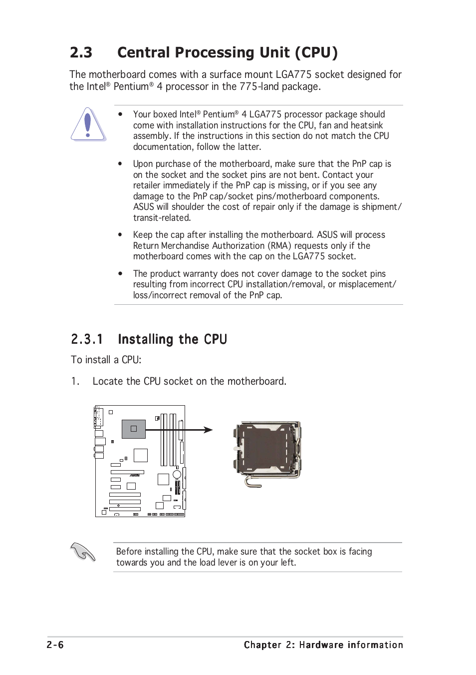 3 central processing unit (cpu) | Asus P5RD1-V User Manual | Page 26 / 126