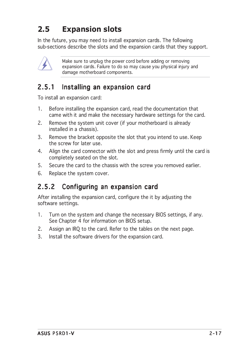 5 expansion slots | Asus P5RD1-V User Manual | Page 37 / 126