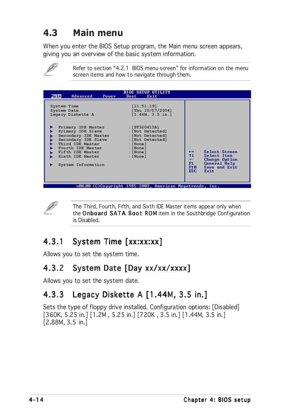 3 main menu | Asus P5RD1-V User Manual | Page 74 / 126